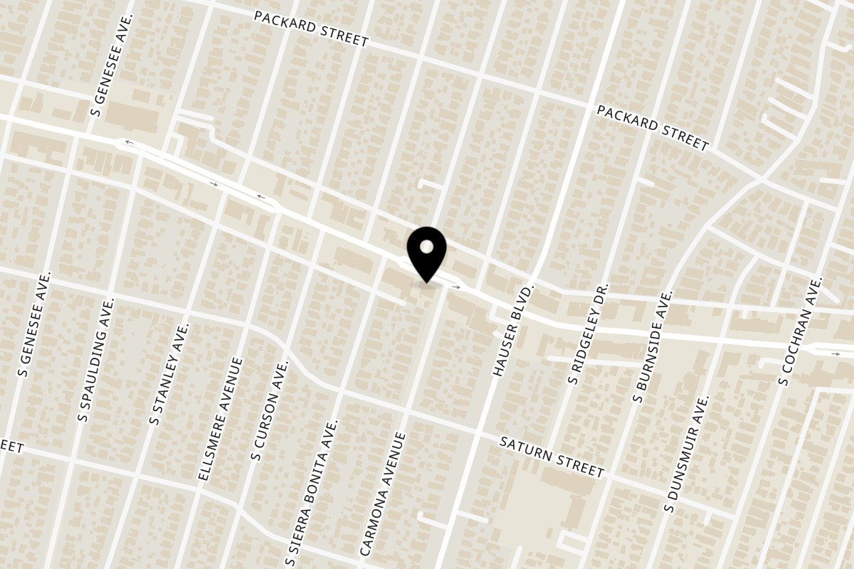 Map showing the location of Joe's pizza Mid-City on 5504 W Pico Blvd in Los Angeles